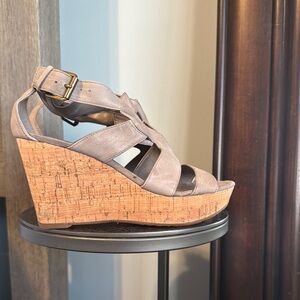 Tan Strappy Cork Wedge Sandal